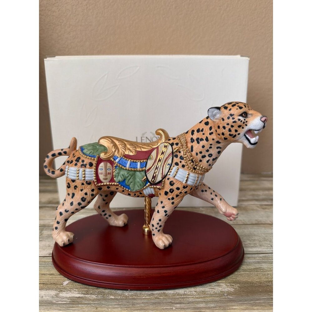 Lenox Carousel Leopard 2004 Porcelain Figurine w/ Wood Base in Box - Picture 1 of 16